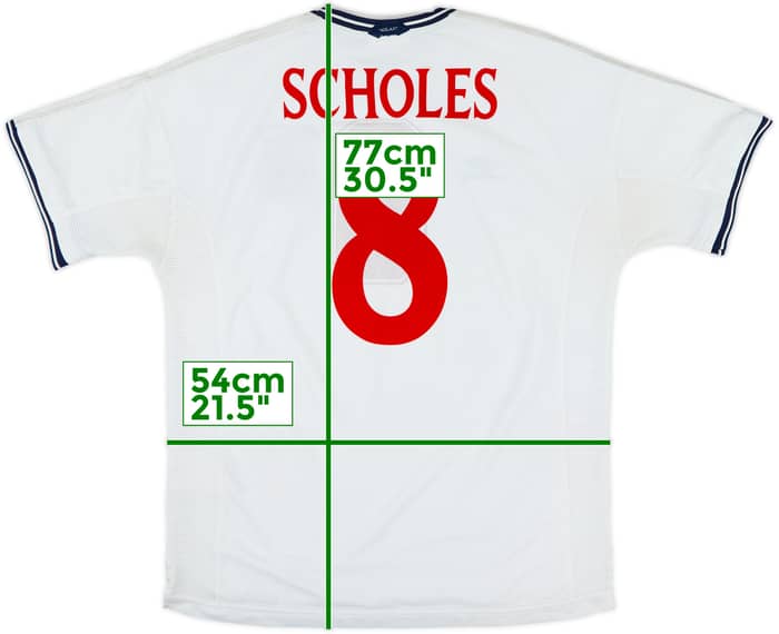 1999-01 England Home Shirt Scholes #8 - 8/10 - (XL)
