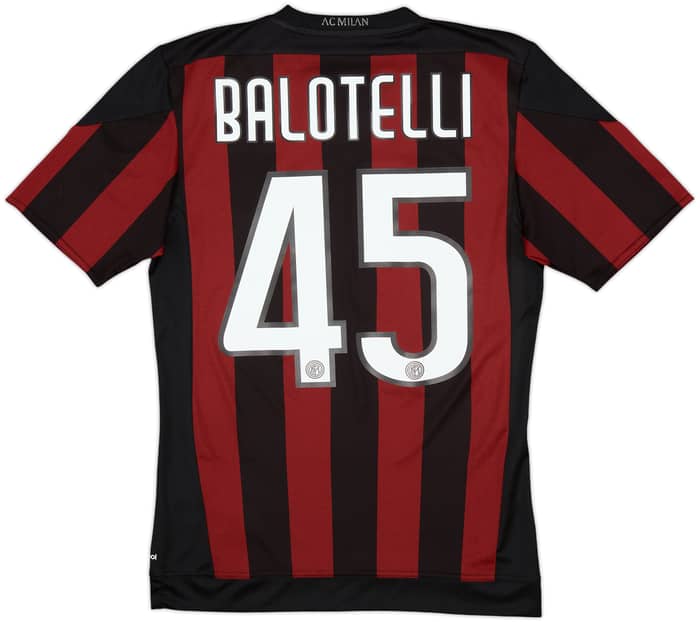 2015-16 AC Milan Home Shirt Balotelli #45 - 8/10 - (XS)