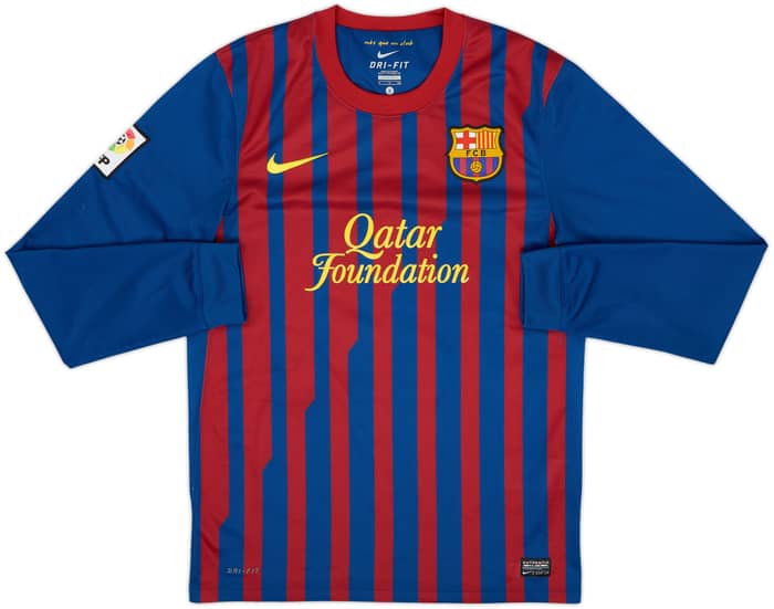 2011-12 Barcelona Home L/S Shirt Pique #3 - 8/10 - (S)