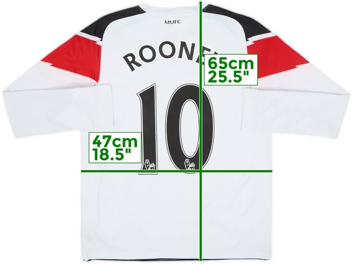 2010-12 Manchester United Away L/S Shirt Rooney #10 - 6/10 - (XL.Boys)