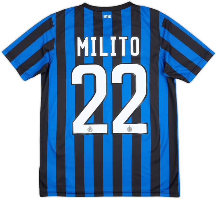 2011-12 Inter Milan Basic Home Shirt Milito #22 - 8/10 - (L.Boys)