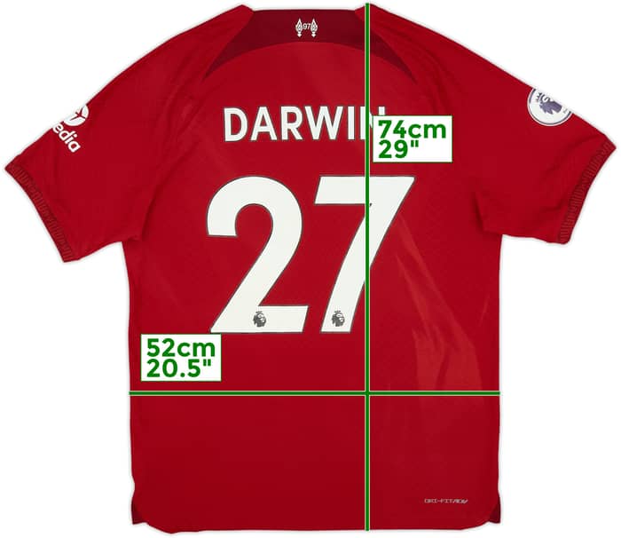 2022-23 Liverpool Authentic Home Shirt Darwin #27 - 8/10 - (L)