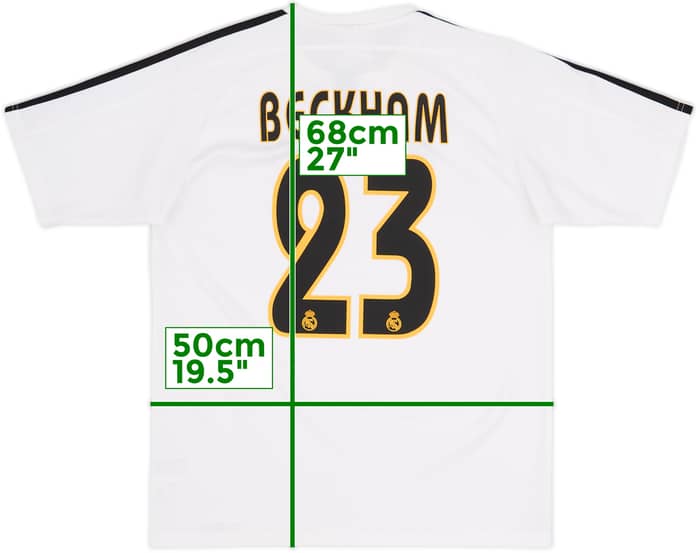 2003-04 Real Madrid Home Shirt Beckham #23 - 7/10 - (XL.Boys)