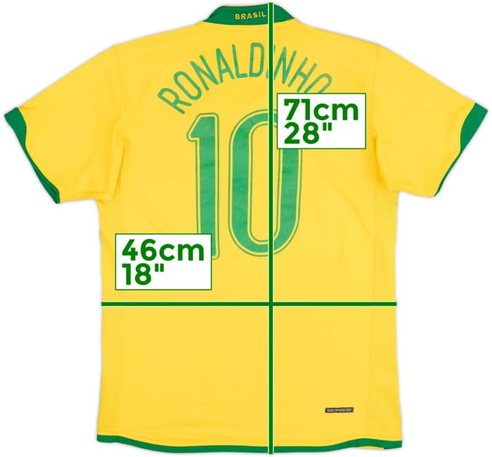 2006-08 Brazil Home Shirt Ronaldinho #10 - 7/10 - (S)