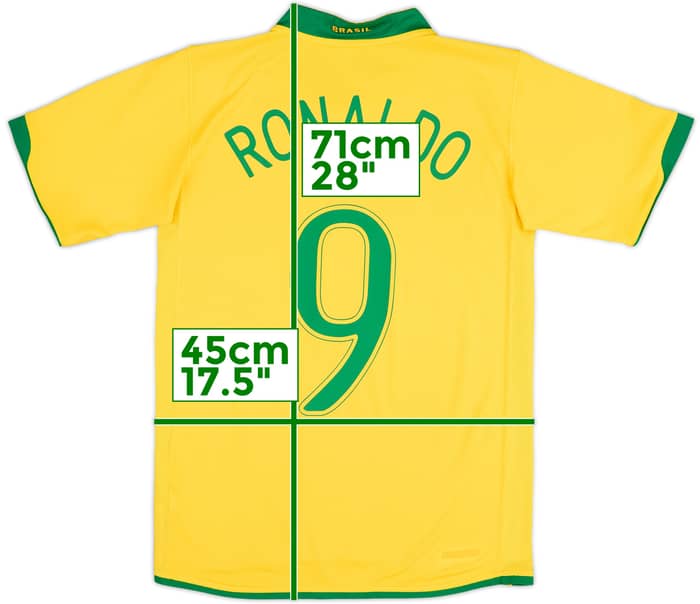 2006-08 Brazil Home Shirt Ronaldo #9 - 9/10 - (XL.Boys)