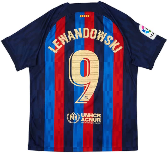 2022-23 Barcelona Home Shirt Lewandowski #9 - 10/10 - (L)