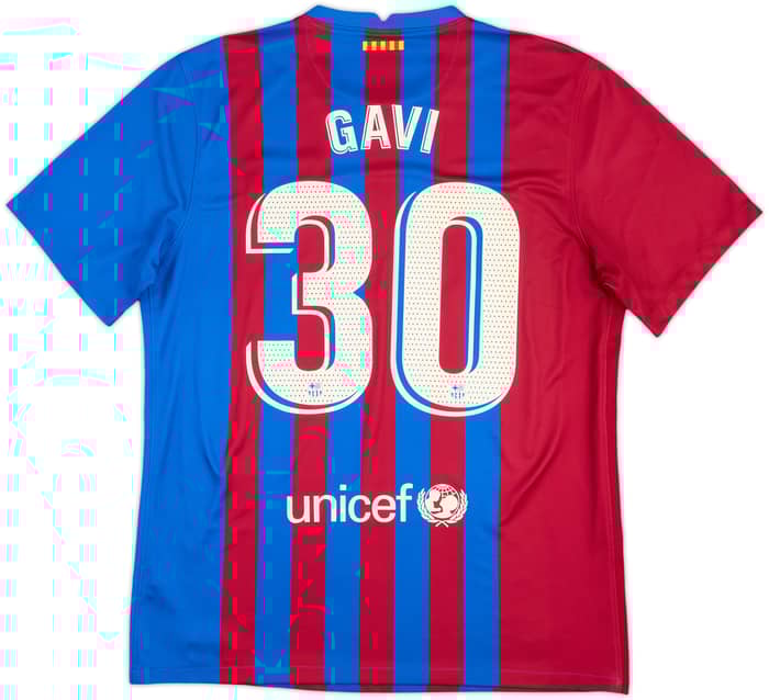 2021-22 Barcelona Home Shirt Gavi #30 - 7/10 - (L)
