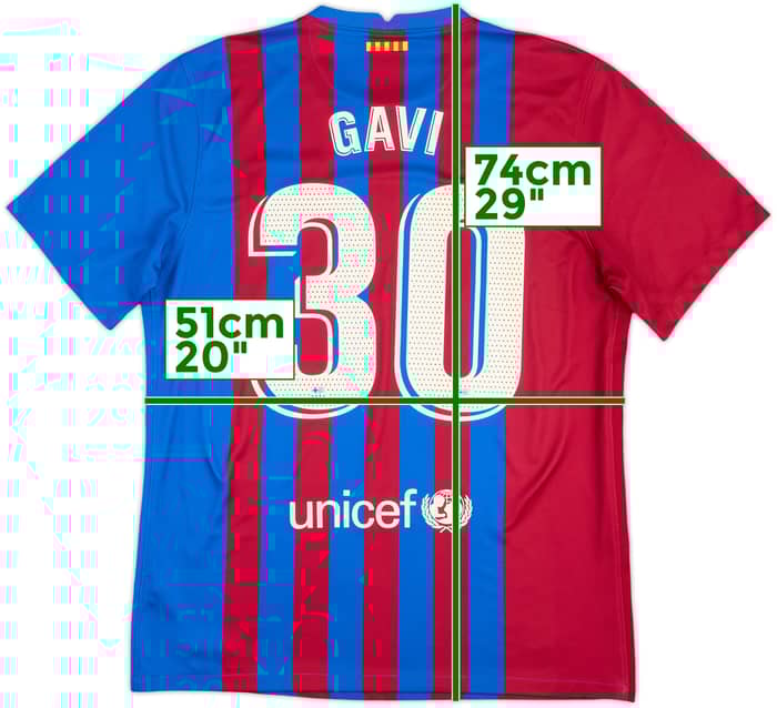 2021-22 Barcelona Home Shirt Gavi #30 - 7/10 - (L)
