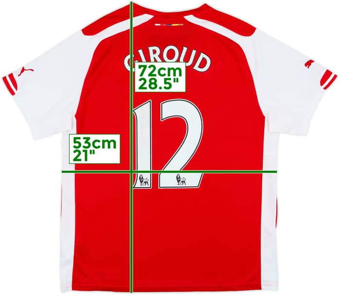 2014-15 Arsenal Home Shirt Giroud #12 - 5/10 - (L)