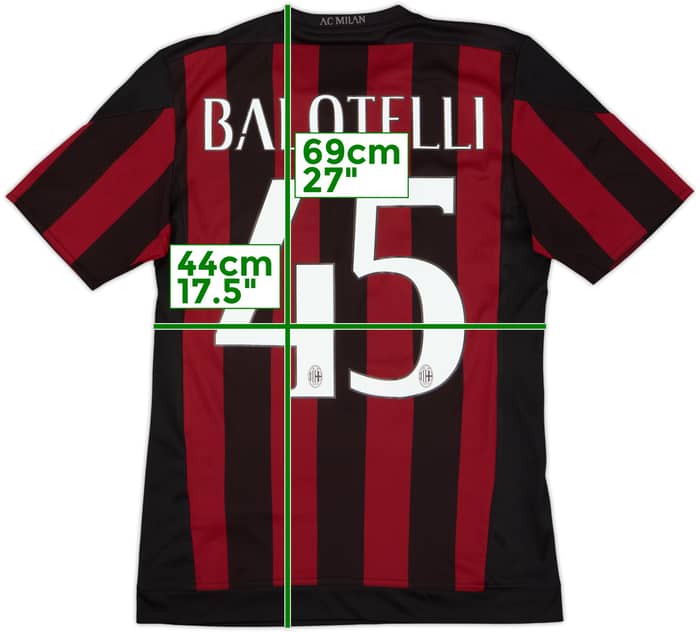 2015-16 AC Milan Home Shirt Balotelli #45 - 6/10 - (S)