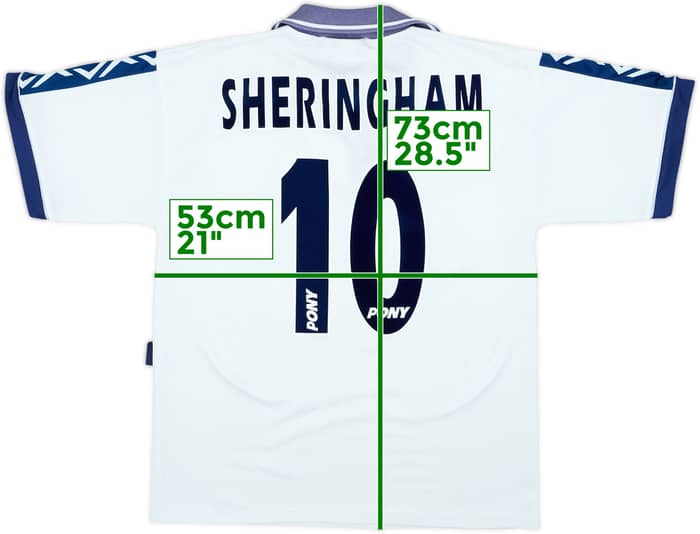 1995-97 Tottenham Home Shirt Sheringham #10 - 7/10 - (M)