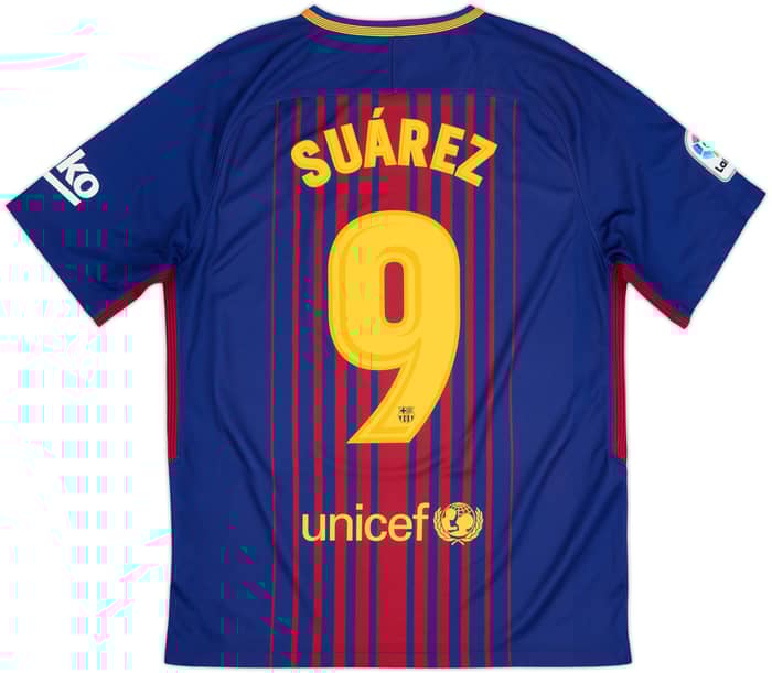 2017-18 Barcelona Home Shirt Suarez #9 - 8/10 - (M)