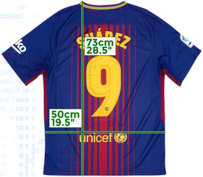 2017-18 Barcelona Home Shirt Suarez #9 - 8/10 - (M)