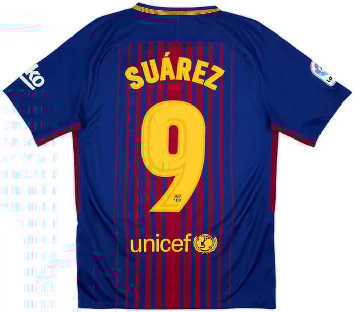 2017-18 Barcelona Home Shirt Suarez #9 - 9/10 - (S)
