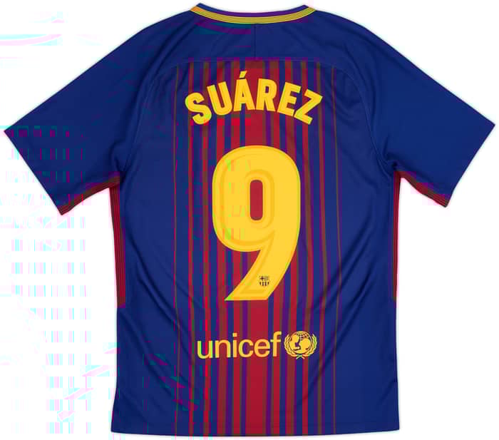 2017-18 Barcelona Home Shirt Suarez #9 - 10/10 - (S)