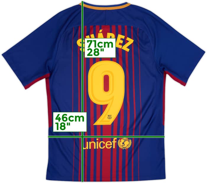 2017-18 Barcelona Home Shirt Suarez #9 - 10/10 - (S)