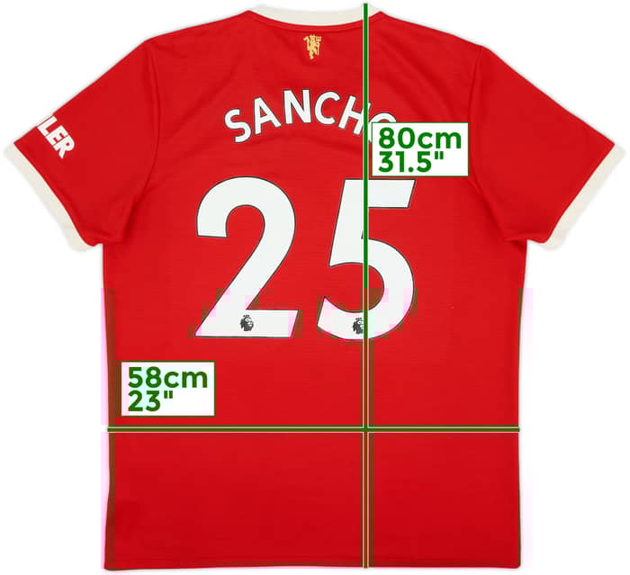 2021-22 Manchester United Home Shirt Sancho #25 - 8/10 - (XL)