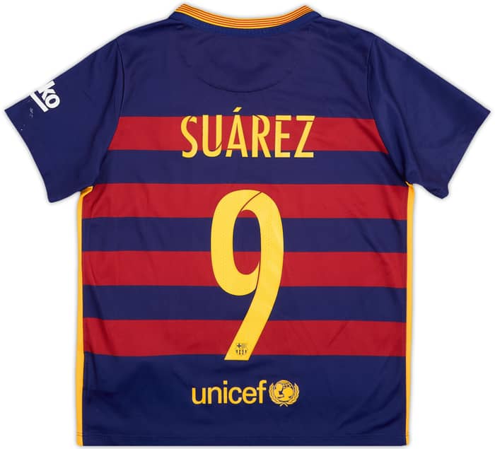 2015-16 Barcelona Home Shirt Suarez #9 - 9/10 - (7-8 Years)