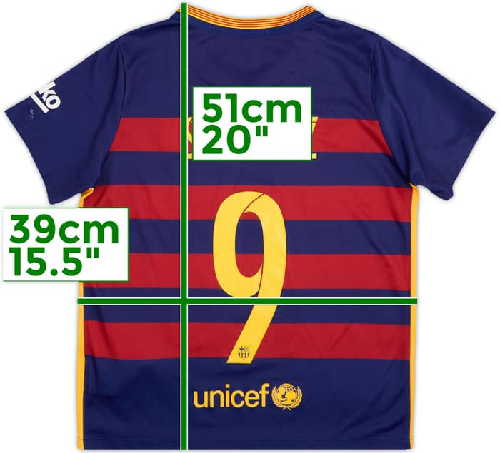 2015-16 Barcelona Home Shirt Suarez #9 - 9/10 - (7-8 Years)