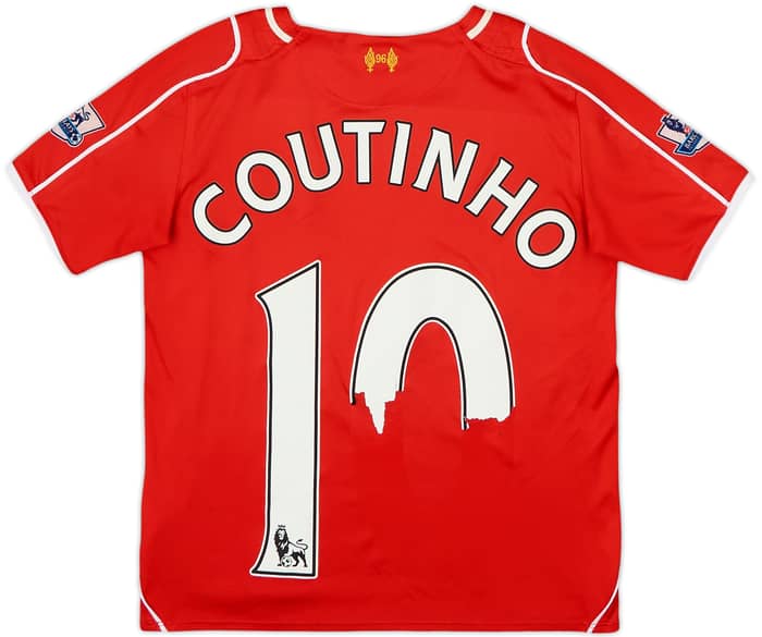 2014-15 Liverpool Home Shirt Coutinho #10 - 4/10 - (S.Boys)