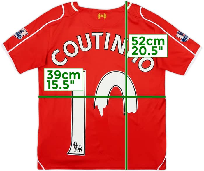 2014-15 Liverpool Home Shirt Coutinho #10 - 4/10 - (S.Boys)