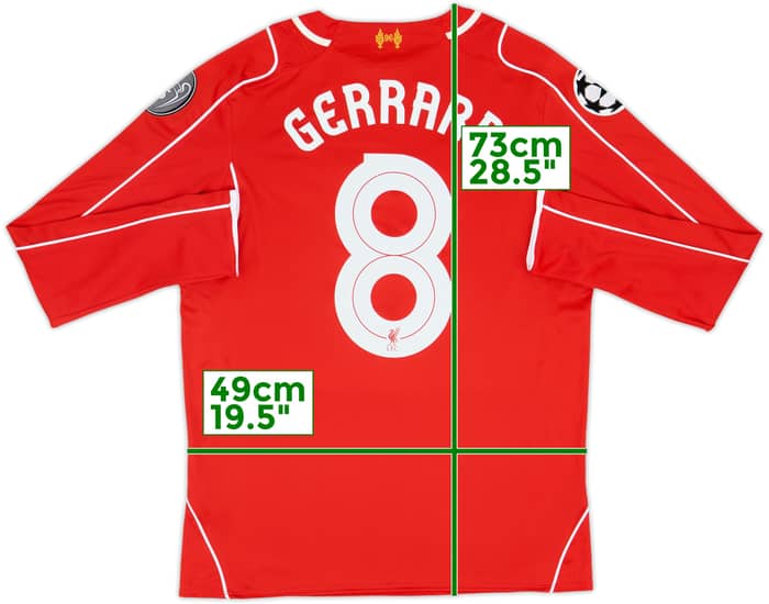 2014-15 Liverpool Home L/S Shirt Gerrard #8 - 9/10 - (M)