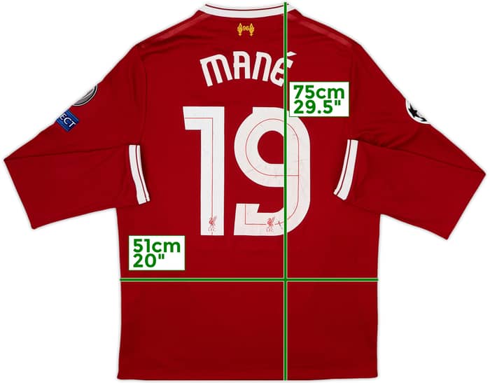 Camiseta de local de manga larga del Liverpool de 125 Años 2017-18 Mane #19 - 8/10 - (M)