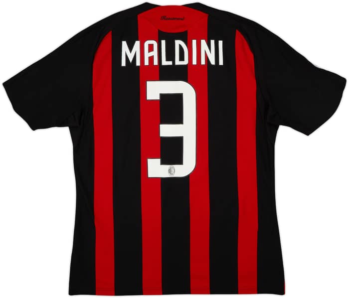 2008-09 AC Milan Home Shirt Maldini #3 - 7/10 - (M)