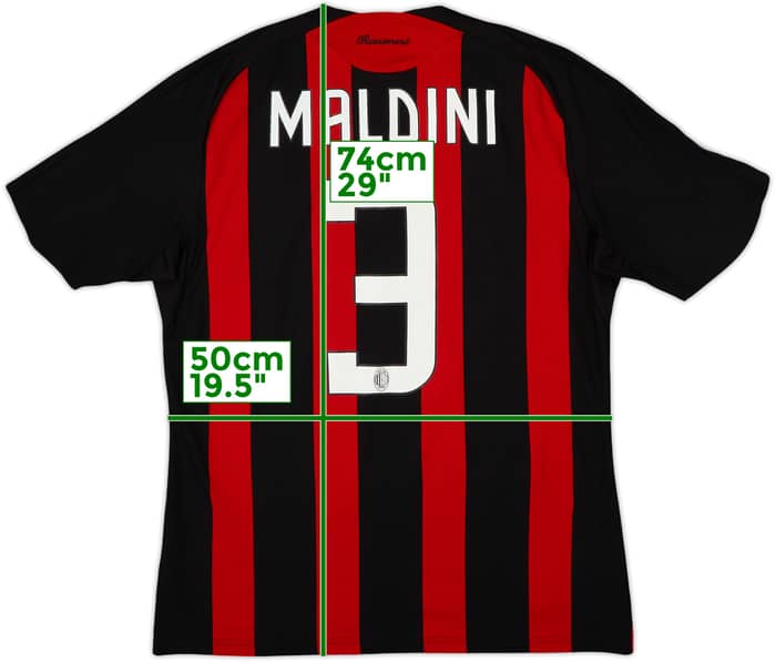 2008-09 AC Milan Home Shirt Maldini #3 - 7/10 - (M)