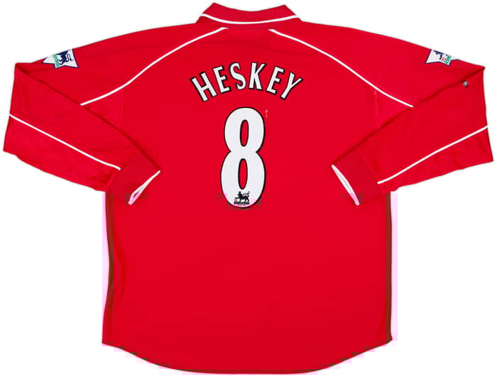 Camiseta de local de manga larga del Liverpool 2000-02 Heskey #8 - 8/10 - (XL)