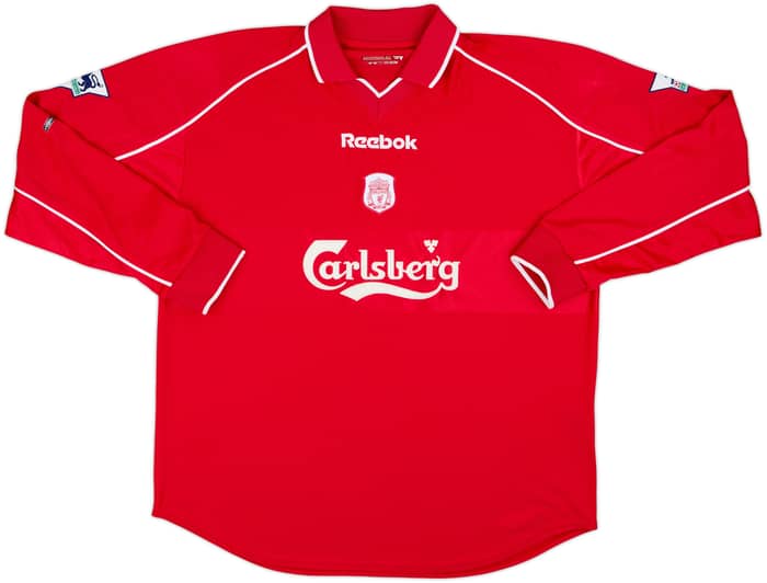 Camiseta de local de manga larga del Liverpool 2000-02 Heskey #8 - 8/10 - (XL)