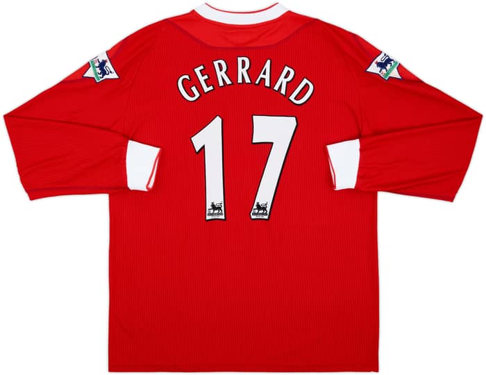 2002-04 Liverpool Home L/S Shirt Gerrard #17 - 9/10 - (L)
