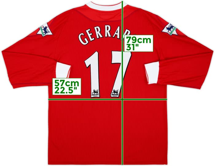 2002-04 Liverpool Home L/S Shirt Gerrard #17 - 9/10 - (L)