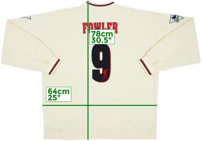1996-97 Liverpool Away L/S Shirt Fowler #9 - 8/10 - (XL)