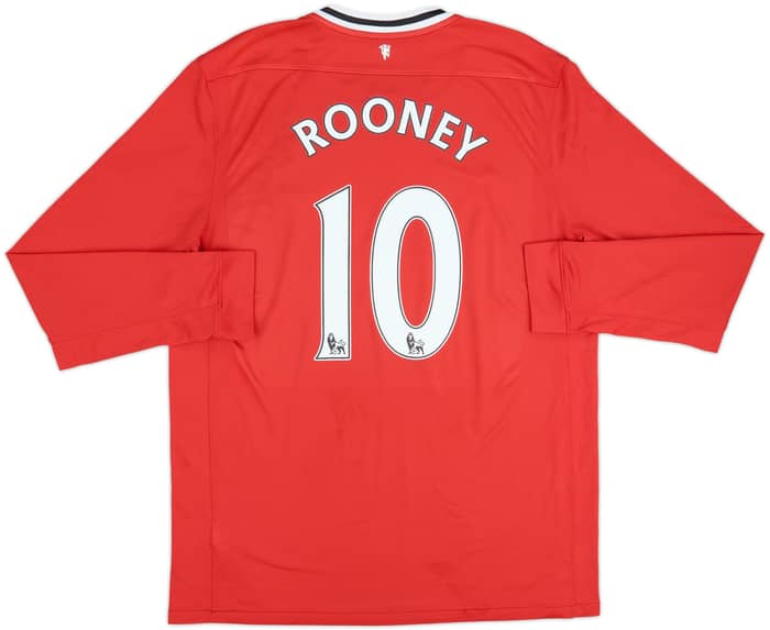 2011-12 Manchester United Home L/S Shirt Rooney #10 - 6/10 - (XL)