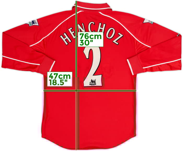 2000-02 Liverpool Home L/S Shirt Henchoz #2 - 8/10 - (M)