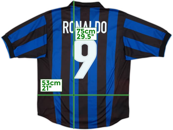 1998-99 Inter de Milán Camiseta Local Ronaldo #9 - 8/10 - (M)