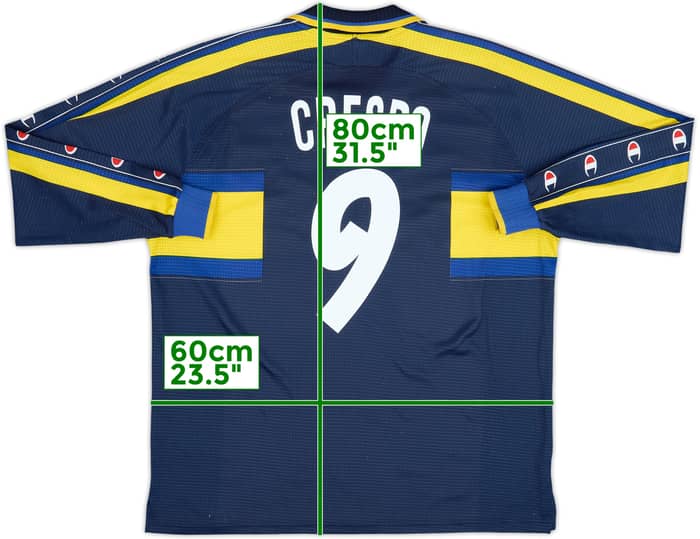 Camiseta de la tercera equipación de manga larga del Parma 1999-00 Crespo #9 - 8/10 - (XL)
