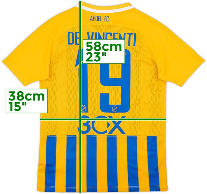 Camiseta de local del APOEL Nicosia 2018-19 De Vincenti #19 - 8/10 - (Niños M)