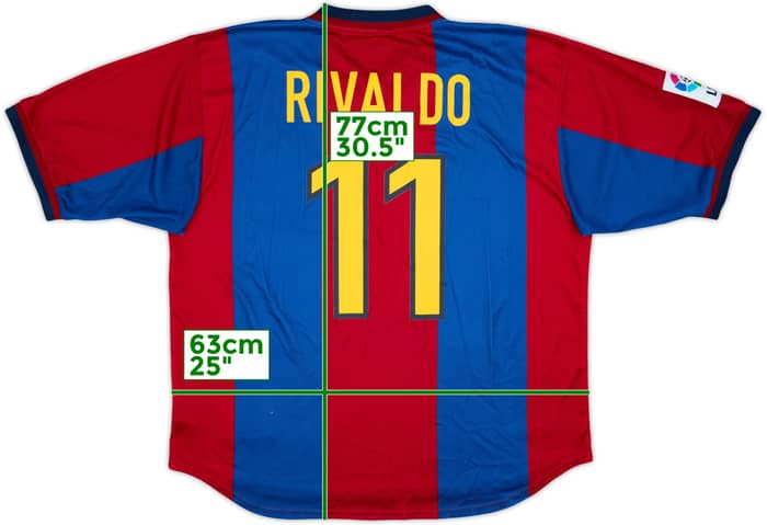 1998-00 Barcelona Home Shirt Rivaldo #11 - 8/10 - (XL)