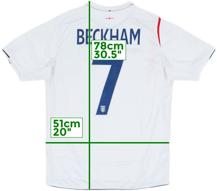 2005-07 England Home Shirt Beckham #7 - 6/10 - (L)