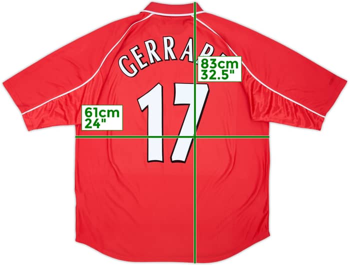 2000-02 Liverpool Home Shirt Gerrard #17 - 6/10 - (XXL)