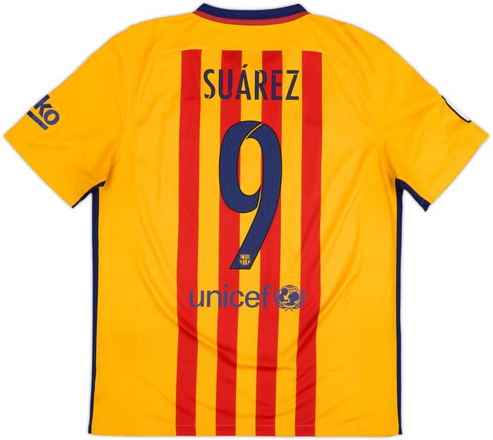 2015-16 Barcelona Away Shirt Suarez #9 - 5/10 - (L)