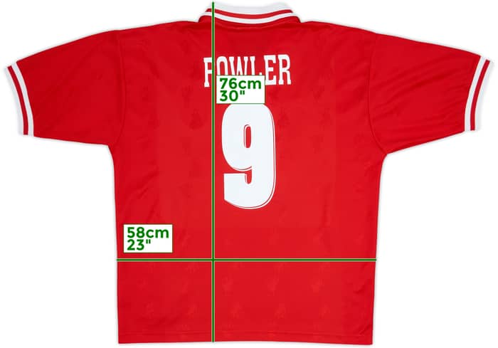 1996-98 Liverpool Camiseta de local Fowler #9 - 8/10 - (XL)