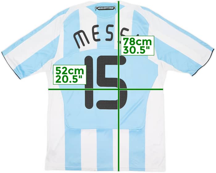 2007-09 Argentina Home Shirt Messi #15 - 5/10 - (XL)