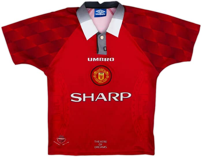 1996-98 Manchester United Home Shirt Cantona #7 - 7/10 - (XL.Boys)