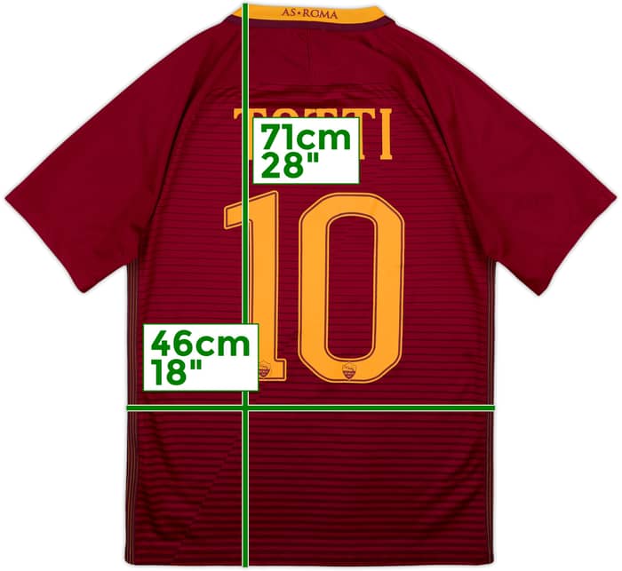2016-17 Roma Home Shirt Totti #10 - 6/10 - (S)