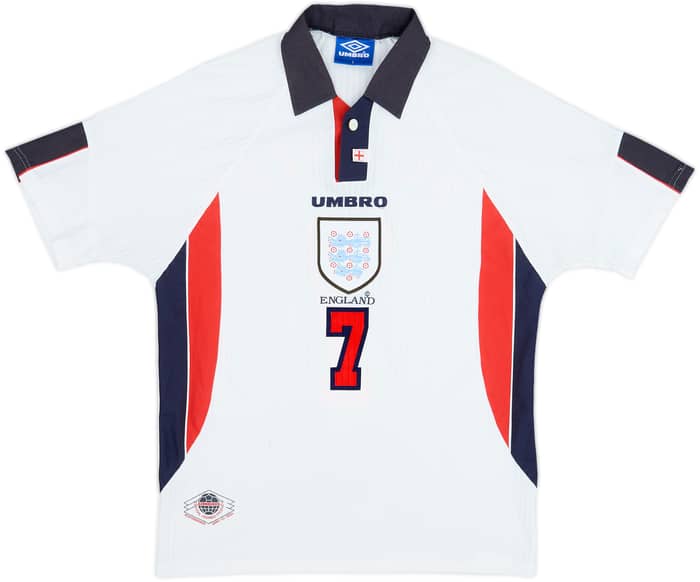 1997-99 England Home Shirt Beckham #7 - 5/10 - (L)