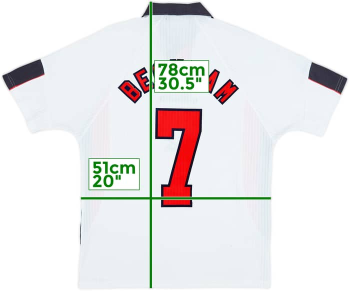 1997-99 England Home Shirt Beckham #7 - 5/10 - (L)