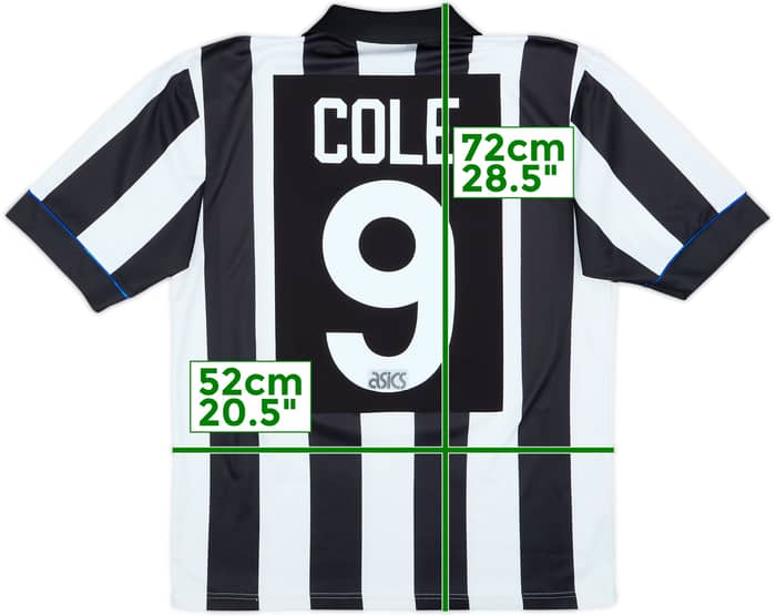 1993-95 Newcastle Home Shirt Cole #9 - 7/10 - (M)